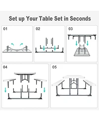 Skonyon 4.5ft Picnic Table with 2 Benches Heavy-Duty Table for 4-6 Person