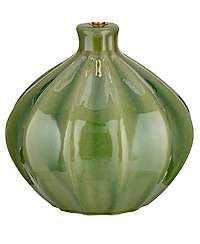 360 Lighting Gordy Modern Accent Table Lamps 20 1/2" High Set of 2 Ribbed Green Ceramic Oatmeal Fabric Drum Shade for Bedroom Living Room Nightst