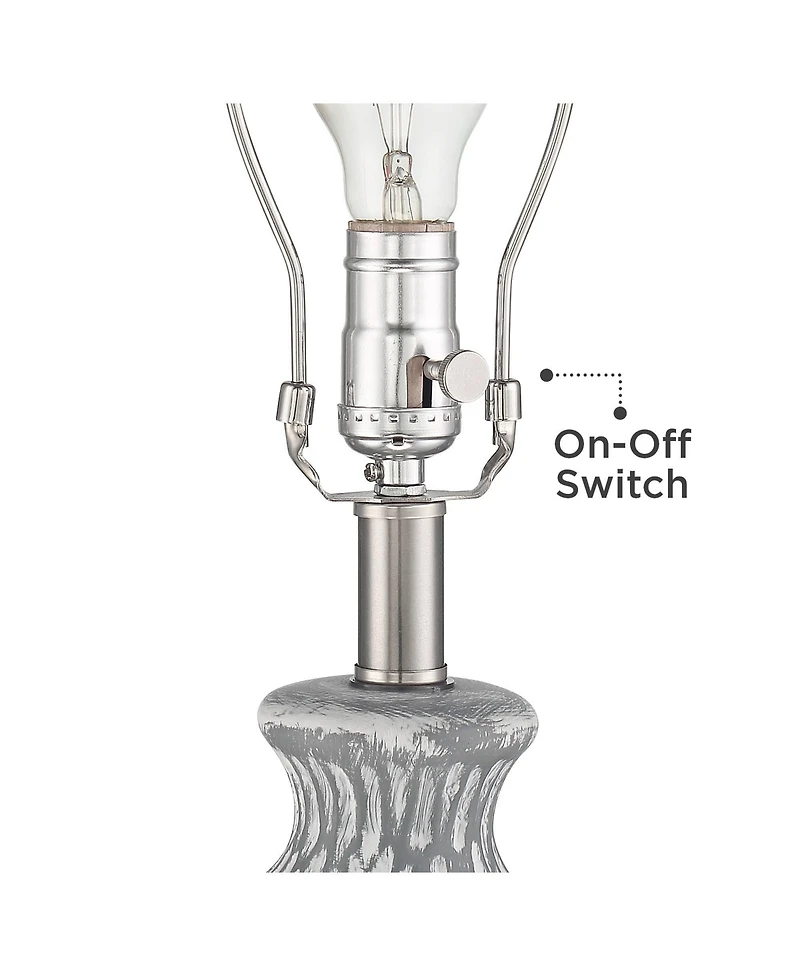 Patrick Modern Coastal Table Lamps 26 1/4" Tall Set of 2 White-Washed Gray Geometric Ceramic White Drum Shade for Bedroom Living Family Room Beds