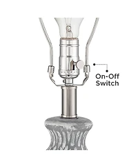 Patrick Modern Coastal Table Lamps 26 1/4" Tall Set of 2 White-Washed Gray Geometric Ceramic White Drum Shade for Bedroom Living Family Room Beds