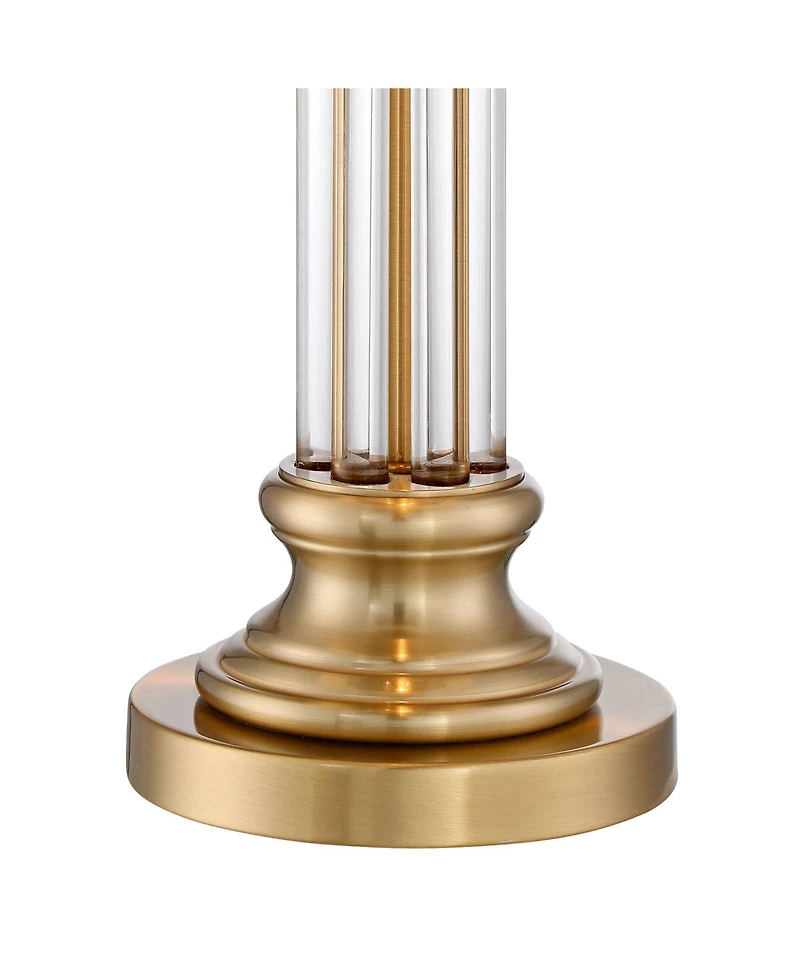 Vienna Full Spectrum Rolland Traditional Table Lamps 30" Tall Set of 2 Antique Brass Crystal Off White Drum Shade for Bedroom Living Room Nightst