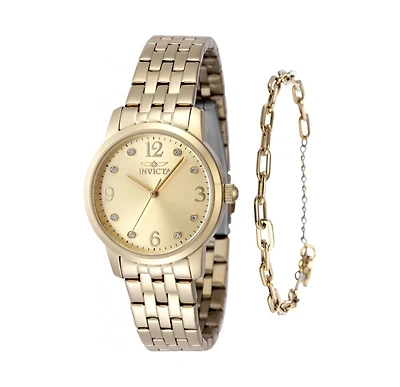 Invicta Women's 48256 Angel Quartz 3 Hand Gold Dial Watch