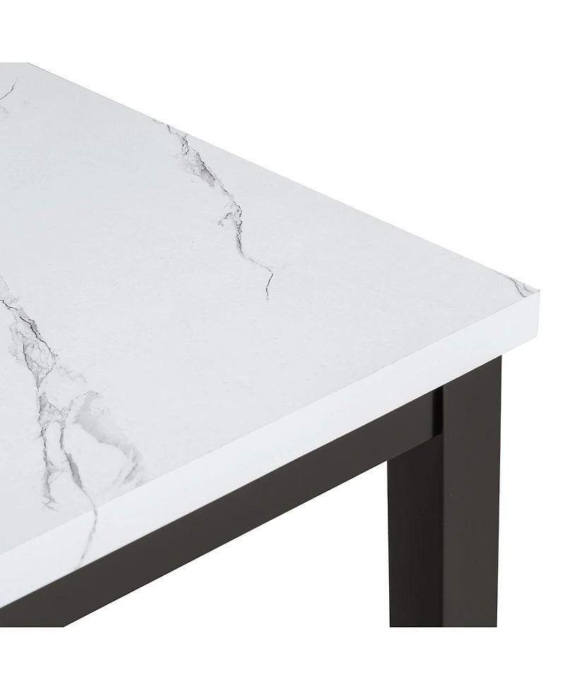 Streamdale Faux Marble 5-Piece Dining Set Table with 4 Thicken Cushion Chairs Home Furniture, White/Light Gray+Black