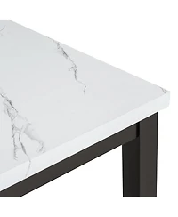 Streamdale Faux Marble 5-Piece Dining Set Table with 4 Thicken Cushion Chairs Home Furniture, White/Light Gray+Black