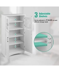 4 Doors Freeestanding Bathroom Floor Cabinet with Adjustable Shelves