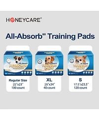 HoneyCare All-Absorb Puppy Training Pads, Ultra Absorbent and Odor Eliminating, Leak-Proof 5-Layer Potty Training Pads with Quick-Dry Surface 22"