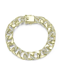 Men's Sterling Silver Iced Out Cubic Zirconia Miami Cuban Chain Bracelet