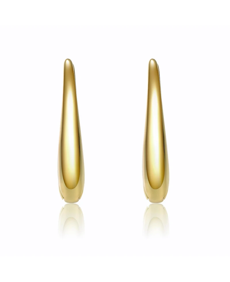 35MM 14k Yellow Gold Plated Oblong Oval Raindrop Hoop Earrings
