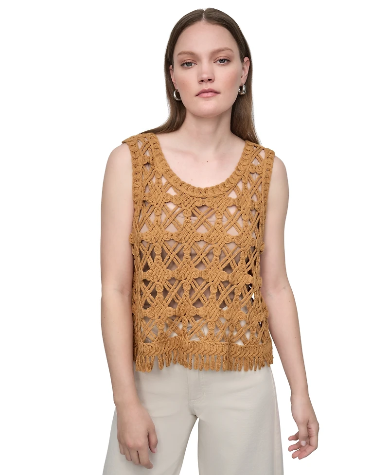 Dkny Jeans Women's Crochet Scoop-Neck Cotton Top