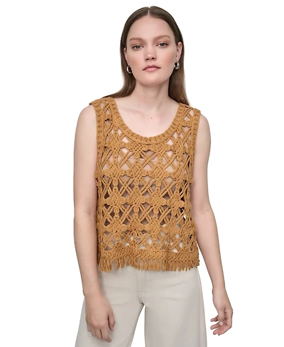 Dkny Jeans Women's Crochet Scoop-Neck Cotton Top