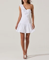 Astr the Label Women's Asymmetrical Ruffled Cotton Mini Dress