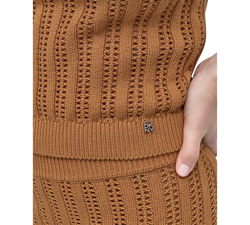 Dkny Jeans Women's Crewneck Pointelle-Stitch Tank Sleeveless Sweater