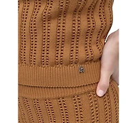 Dkny Jeans Women's Crewneck Pointelle-Stitch Tank Sleeveless Sweater