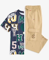 Tommy Hilfiger Big Boys Collegiate Spots T Shirt Tommy Cargo Jogger Pants