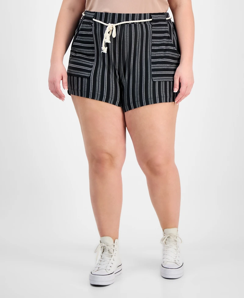 Derek Heart Trendy Plus Striped Rope-Belt Shorts