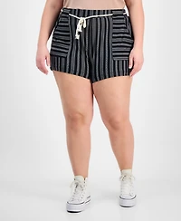 Derek Heart Trendy Plus Striped Rope-Belt Shorts