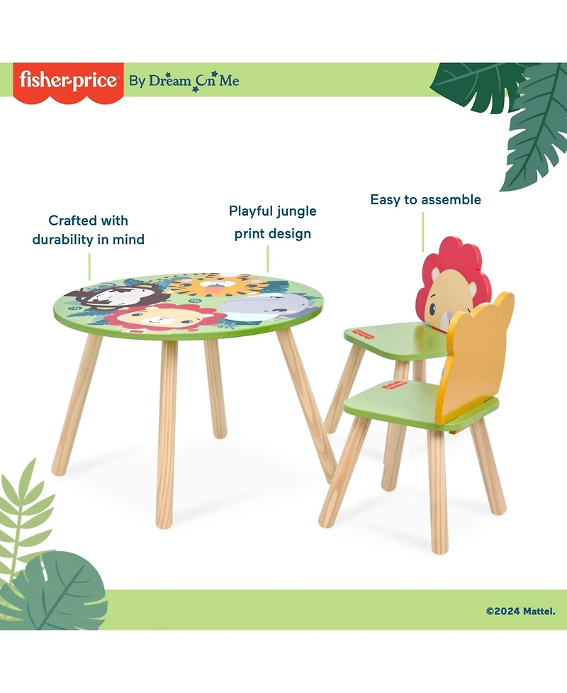 Dream On Me Fisher Price Animal Kingdom Table & Chair in Jungle Print