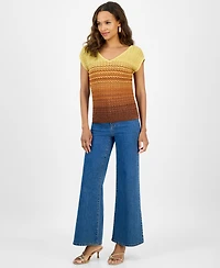 I.n.c International Concepts Petite Knit Ombre Stripe Top