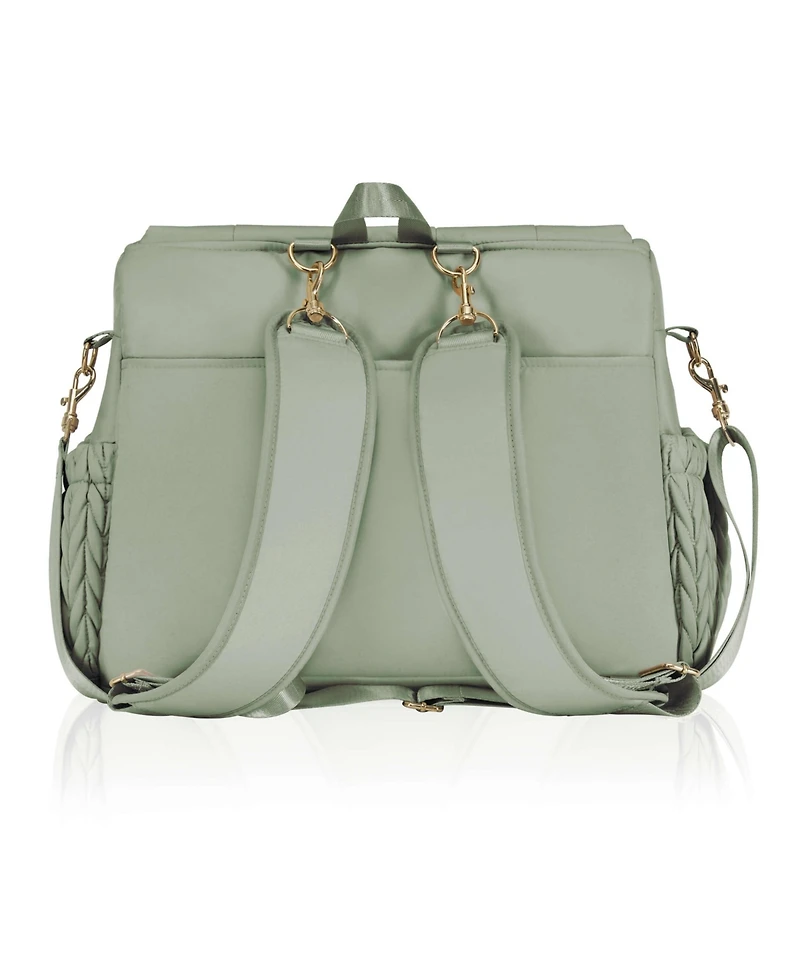 Hannah & Sophia Hannah&Sophia Belle Convertible Diaper Backpack & Messenger Bag in Moonmist Blue