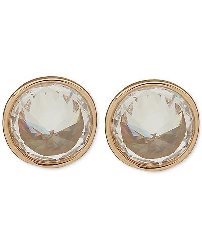 Dkny Gold-Tone Crystal Spike Stone Bezel Stud Earrings