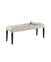 Streamdale Furniture Fabric Tufted Turned Leg Dining Bench, Tan
