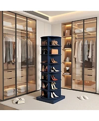 Streamdale Furniture Blue 360 Rotating shoe cabinet 7 layers