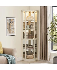 Streamdale Lighted Corner Curio Cabinet for Living Room