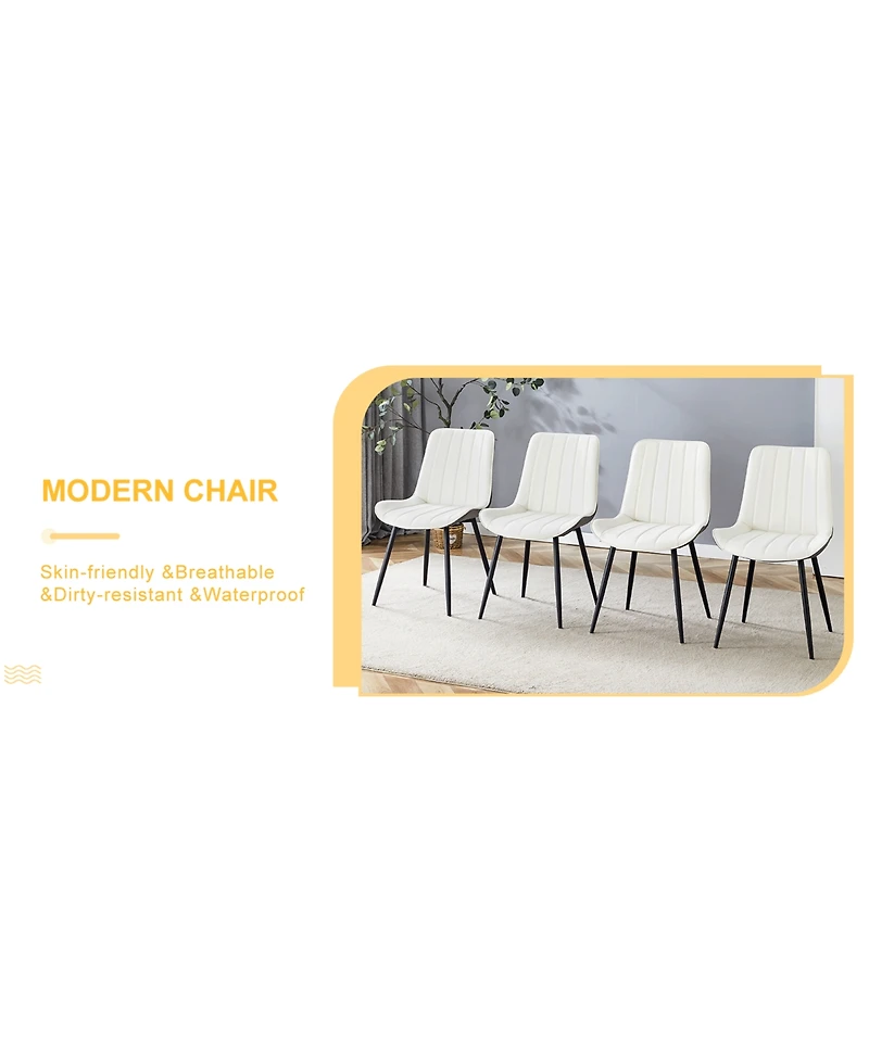 Streamdale Dining Chair Set - 4 Piece, White/Gray, Extended Seat