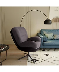 Streamdale Furniture Chenille Lounge Chair with Faux Leather & Metal Base