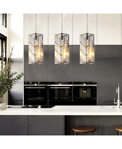 Streamdale Modern Crystal Pendant Light - 3 Pack, Adjustable Hanging Lamp
