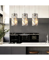 Streamdale Modern Crystal Pendant Light - 3 Pack, Adjustable Hanging Lamp