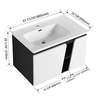 Wall-Mounted Vanity Double Door, Ceramic Basin, Soft-Close Doors, Eco-Friendly