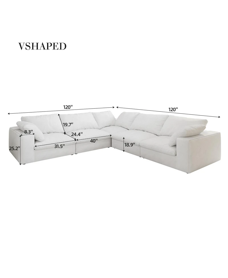 Streamdale Cloud Sectional Sofa Comfortable V-Shaped for Living Areas