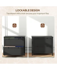 2 Drawer File Cabinet with Lock, Lateral Filing Cabinet with Keys and Adjustable Hanging Bar for Letter, A4 and Legal Size, File Cabinet for Home Offi