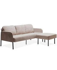 Streamdale Cozy 3-Seater L-Shape Sofa with Ottoman, Polyester Fabric for Small Spaces