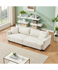 Streamdale Furniture Beige Corduroy Sofa Bed with Pillows for Living Room