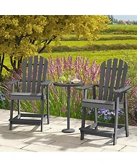 Hdpe Patio Chair with Armrest and Footrest for Indoor Outdoor-Gray