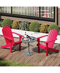 Acacia Wood Lounge Patio Adirondack Chair with Inclined Seat-Red