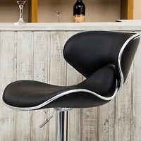 Streamdale Adjustable Upholstered Swivel Barstool Set of 2, Black
