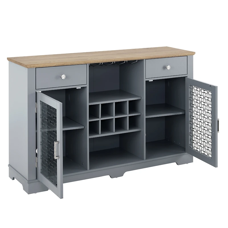 Streamdale Furniture Multi-Purpose Sideboard Cabinet with Glass Doors and Ample Storage (56.46"x35.63"x15.55")