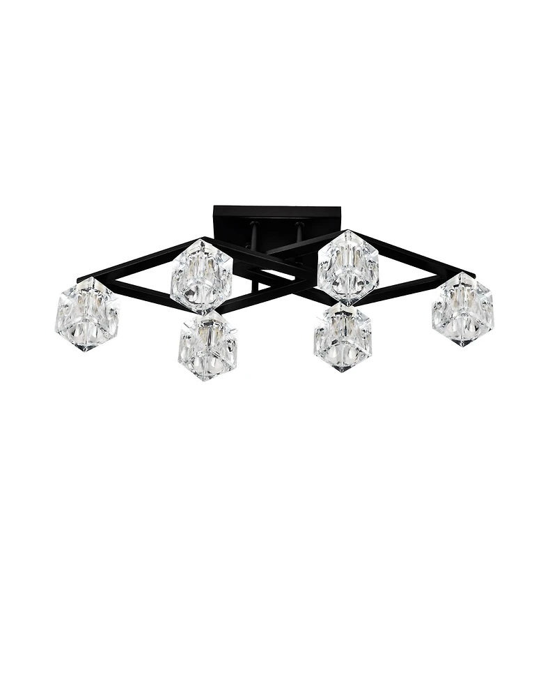 6-Light Crystal Ceiling Lamp for Dining Room, Modern Entryway Light