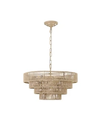 Streamdale Bohemian style Woven Pendant Light 19.7 Inch Rattan Ligh Large Rattan Pendant Light with 4-Tier Rattan Chandelier--Wood