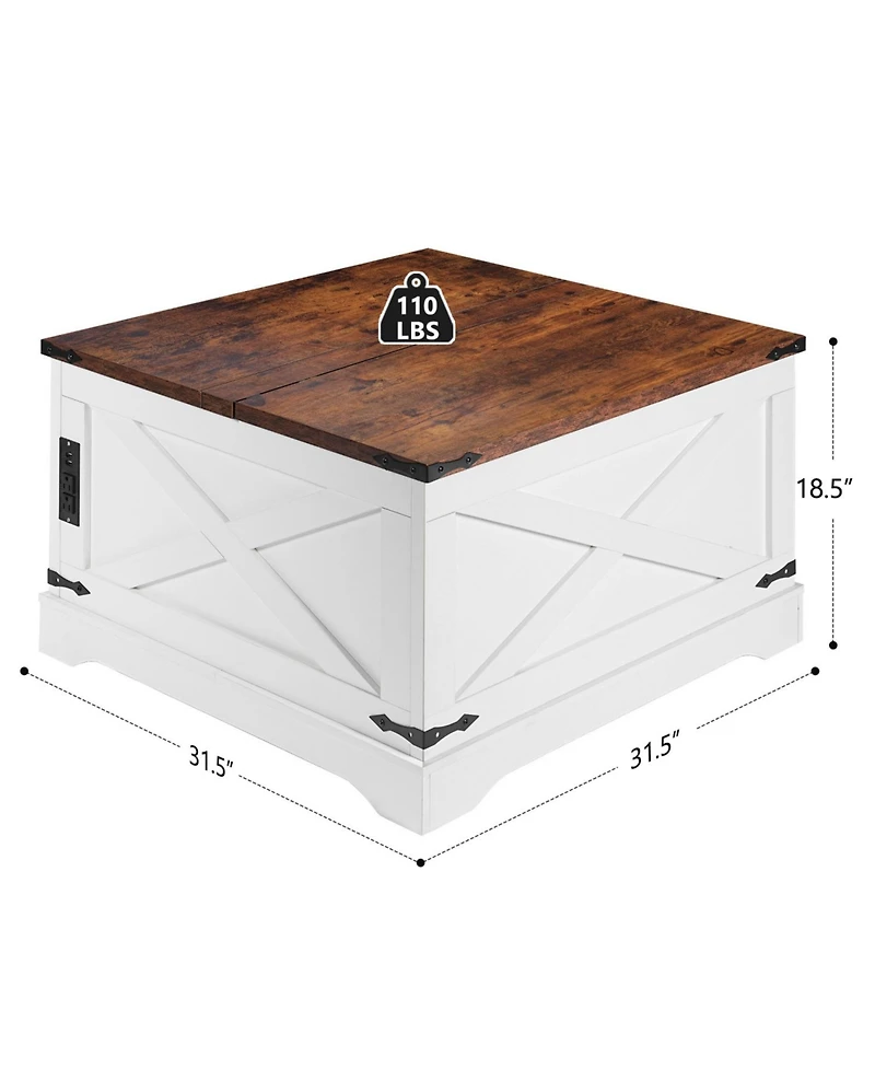 Streamdale Multi-functional Lifting Home Coffee Table (80cm), Vintage White