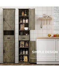 Streamdale Tall Bathroom Storage Cabinet with Sliding Doors and Drawer