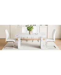 White Marble Dining Set: Table & 4 Pu Chairs