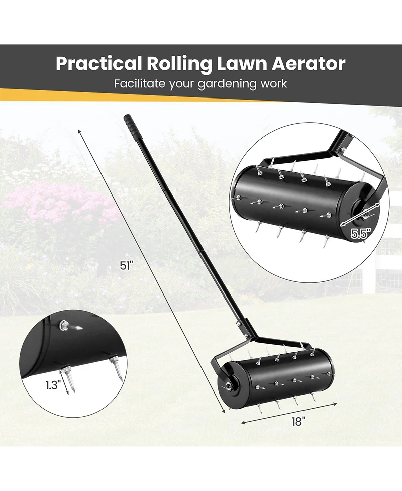 18-Inch Manual Soil Aerator with Detachable Handle