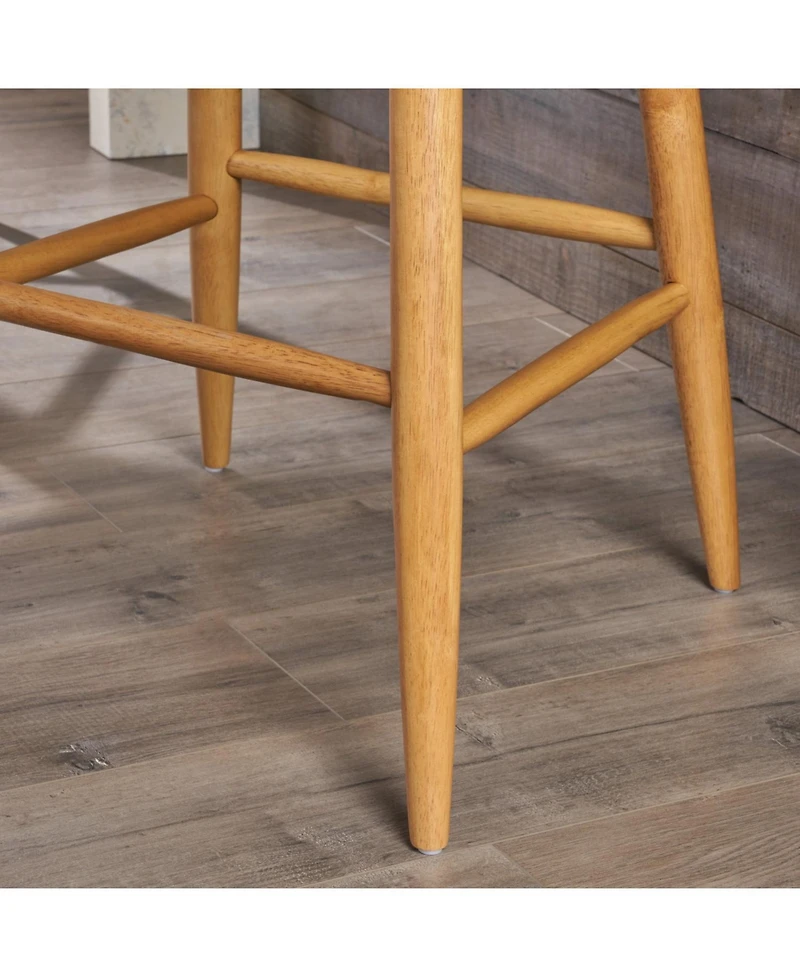 Streamdale Mid-Century Upholstered Rubberwood Barstools (Set of 2) with Splayed Legs