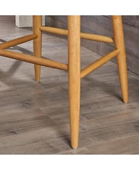 Streamdale Mid-Century Upholstered Rubberwood Barstools (Set of 2) with Splayed Legs