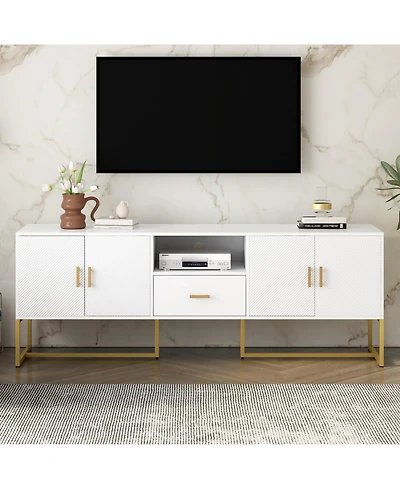 Streamdale Modern Tv Stand for TVs up to 70", with Drawer, Cabinets, Metal Legs, and Safety Features