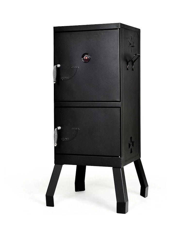 Vertical 2-tier Outdoor Barbeque Grill with Temperature Gauge